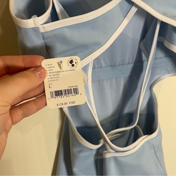 Free People NWT One More Serve Skortsie Size Large Mediterranean Combo Blue - Picture 9 of 9